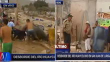 Policías se enfrentan a pobladores que buscaban recuperar objetos del huaico |VIDEO  