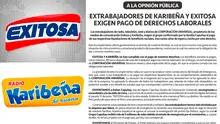 Extrabajadores de Exitosa y Karibeña denuncian que no les pagan sus liquidaciones hace más de un año