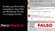 Es falso que Perú Libre reemplazó a Juan Pari por Waldemar Cerrón en el equipo técnico