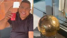 Capuccino fenomenal: Ronaldo Nazário disfruta de su bebida con su balón de oro