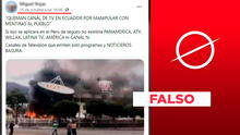 Es falso que se haya quemado un canal de TV en Ecuador en octubre del 2021