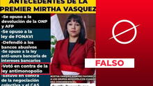 Es falso que Mirtha Vásquez votó “en contra” de la ley antimonopolio