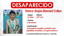 Puno: buscan a niño de 12 años que desapareció hace un mes en Juliaca