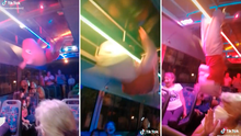 Joven disfrazado de Peppa Pig realiza extraordinario baile dentro de bus en fiesta infantil