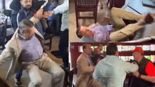 Alfredo Adame pelea con abogado en plena conferencia y termina en el suelo