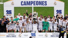 ¡Momento histórico! Los capitanes Marcelo y Benzema levantan el título de La Liga número 35