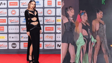 Belinda besa a la actriz Lola Rodríguez y a drag queen durante evento LGBT+ en España