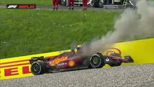 Carlos Sainz sufrió un problema con el motor de su Ferrari y el auto se prendió fuego