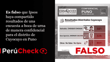 Son falsos los resultados de boca de urna en el distrito de Cuyocuyo en Puno atribuidos a Ipsos