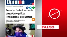 No, el medio Opinión no publicó noticia sobre asilo político de Bolivia a Pedro Castillo
