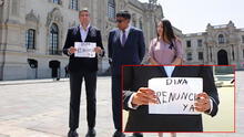 ¡Dina, renuncia ya!: Partido Morado mostró cartel tras reunirse con la presidenta en Palacio