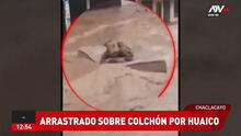 Arriesgó su vida: hombre es arrastrado sobre su colchón por huaico en Chaclacayo