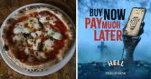 "Come ahora, paga después de muerto": oferta de pizzería de Nueva Zelanda se hace viral
