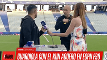 La divertida interrupción de Guardiola al Kun Agüero en vivo: "Te llevas a todos a Miami"