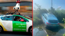 Carro de Google Street View cae en un arroyo tras persecución con la Policía por ir a 160 km/h