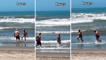 ¡Más enamorados que nunca!: pareja de adultos mayores juega en la playa y escena cautiva en redes