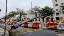 Cercado de Lima: poste caído en av. Garcilaso de la Vega impide tránsito vehicular