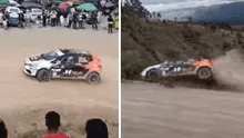 Rally Caminos del Inca 2023: auto de piloto Gustavo Vilcapoma se salva de caer a un abismo