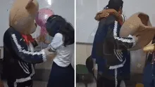 Padre se disfraza de oso para sorprender a quinceañera en colegio de Iquitos: “Me sacó las lágrimas”