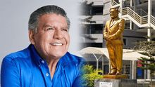 UCV devela estatua dorada en tamaño real de César Acuña y usuarios reaccionan: "Plata como cancha"
