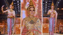 Luciana Fuster deslumbra en desfile con impactante traje típico tailandés: mira su increíble pasarela