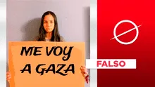Foto no expone a Sigrid Bazán con el mensaje “Me voy a Gaza”: es un montaje
