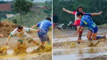Futbolistas de Huánuco se disputan una obra de S/100.000, bajo lluvia y lodo