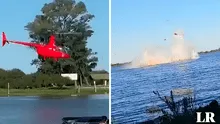 Captan el instante en que expiloto se estrella con su helicóptero tras maniobras en el río Paraná