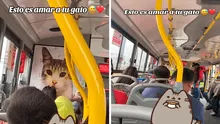 Chofer de bus en Lima coloca gigantografía de su gato y pasajeros afirman: “Eso sí es amar a tu mascota”