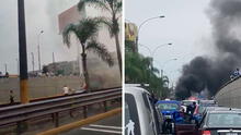 San Borja: auto se incendia en cruce de avenidas Javier Prado y Aviación