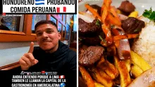 Hondureño se rinde al probar lomo saltado y no deja de alabar plato del Perú: “Está sabrosísimo”