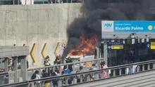 Miraflores: auto se incendia en vía expresa a metros de la estación Ricardo Palma
