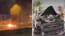 San Miguel: auto se incendia en la Costa Verde tras perseguir a la unidad que lo chocó