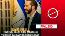 Nayib Bukele no tuiteó que una embajada "no puede proteger a delincuentes, bravo, Ecuador"