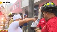 Incendio en Cercado de Lima: regalan desayuno a bomberos que siguen trabajando por más de 11 horas