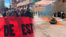 Huancavelica: estudiantes se enfrentan con policías en rechazo a ministros y congresistas