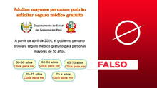 Gobierno peruano no publicó este anuncio sobre "seguro médico gratuito" solo para mayores de 50 años