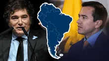 Javier Milei y Daniel Noboa son los presidentes de Sudamérica con mayor popularidad, según encuesta