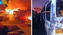 Incendio en una cochera en SJM deja una treintena de autos carbonizados