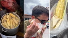 Español quedó fascinado con el choclo con queso: “Una de mis comidas favoritas callejeras de Perú”