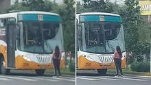 Peruana se planta frente a bus de su esposo por presunta infidelidad y usuarios reaccionan: "Solo es un amor pasajero"