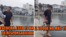 Hombre realiza peligroso reto viral de la 'antorcha humana' y se lanza al mar de Ancón