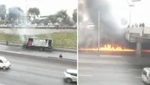 Tráfico bloqueado en Panamericana Norte por incendio de camión de gaseosa cerca del óvalo Naranjal