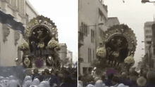 Preciso momento en el que Imagen del Señor de los Milagros casi se cae durante la segunda procesión