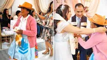 Comunera sorprende al regalar un cuy a novios en matrimonio huancaíno