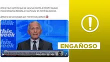 Video no muestra a Anthony Fauci admitiendo “ahora” que vacunas contra COVID-19 causan “miocardiopatía dilatada”