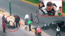 Delincuentes roban celular a mujer y conductor los persigue hasta embestirlos y capturarlos en Surco