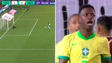 Vinicius falló el 2-1 para Brasil: estrella del Real Madrid no pudo anotar de penal y todo está parejo en Maturín