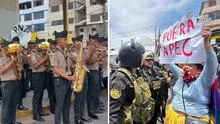 APEC: Orquesta de la PNP toca huaynos para acallar reclamos durante las protestas en San Borja