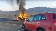 Dos personas mueren calcinadas en choque de auto y camioneta en Panamericana Sur, cerca al peaje de Nasca